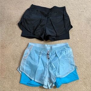 Nike Women's Black and Light Blue Athletic Shorts